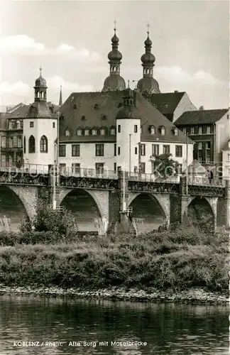 AK / Ansichtskarte Koblenz Rhein Alte Burg mit Moselbruecke Kat. Koblenz