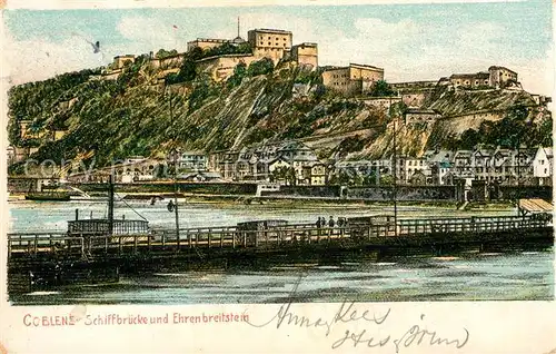 AK / Ansichtskarte Koblenz Rhein Schiffbruecke Festung Ehrenbreitstein Kat. Koblenz