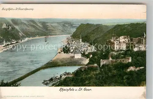 AK / Ansichtskarte St Goar Rhein mit Schloss Rheinfels und St Goarshausen Kat. Sankt Goar