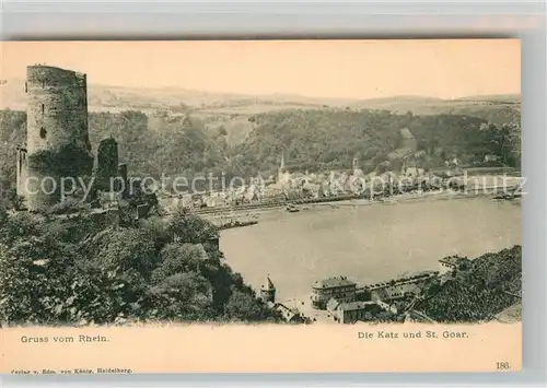 AK / Ansichtskarte St Goar Rhein mit Burg Katz und St Goarshausen Kat. Sankt Goar