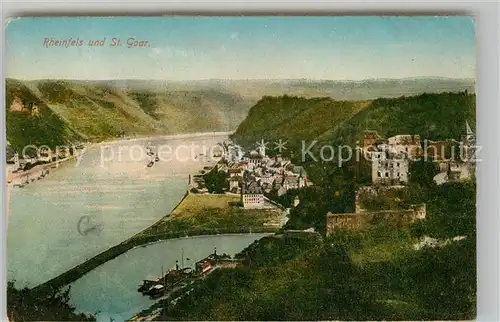 AK / Ansichtskarte St Goar Rhein mit Ruine Rheinfels und St Goarshausen Kat. Sankt Goar
