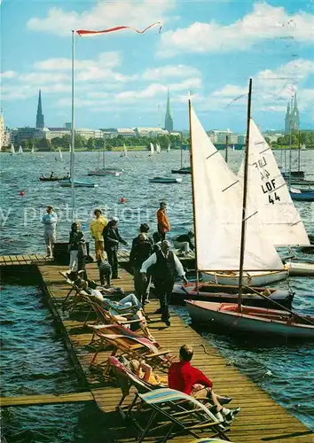 AK / Ansichtskarte Hamburg mit Aussenalster Bootssteg Kat. Hamburg