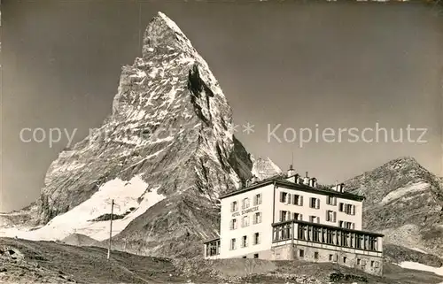 AK / Ansichtskarte Zermatt VS Hotel Schwarzsee Berghotel mit Matterhorn Walliser Alpen Kat. Zermatt