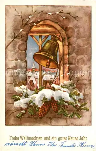 AK / Ansichtskarte Kirchenglocken Glocken Weihnachten Tannenzapfen  Kat. Gebaeude