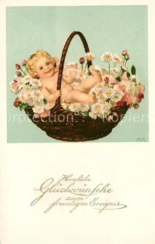 AK / Ansichtskarte Geburt Glueckwunsch Baby Blumen  Kat. Greetings