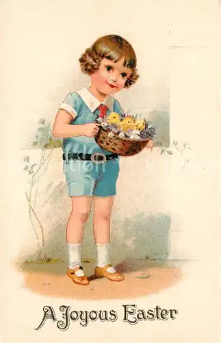 AK / Ansichtskarte Ostern Easter Paques Kind Kueken Litho  Kat. Greetings