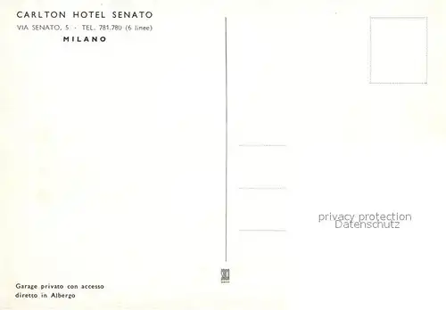 AK / Ansichtskarte Milano Carlton Hotel Senato Kat. Italien