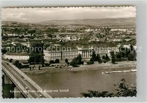 AK / Ansichtskarte Koblenz Rhein mit Mosel und Schloss Kat. Koblenz