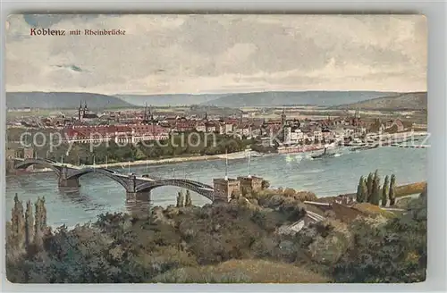 AK / Ansichtskarte Koblenz Rhein mit Rheinbruecke Kat. Koblenz