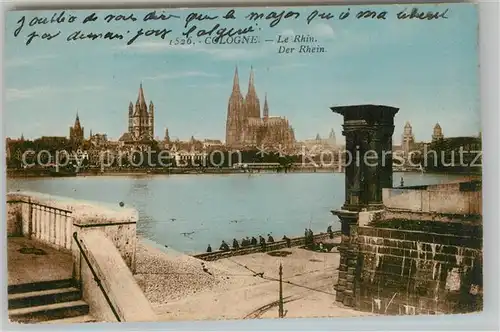 AK / Ansichtskarte Cologne Koeln Rhein Teilansicht mit Dom Kat. Koeln