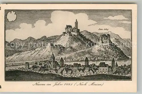 AK / Ansichtskarte Nassau Lahn Stein Schloss 1645 nach Merian Kat. Nassau
