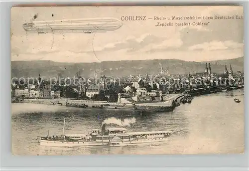 AK / Ansichtskarte Koblenz Rhein Rhein Mosel Deutsches Eck Zeppelin  Kat. Koblenz