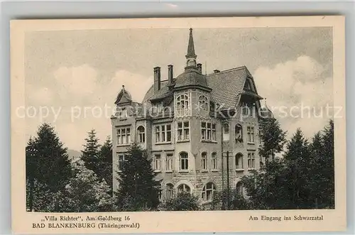 AK / Ansichtskarte Blankenburg Bad Villa Richter Eingang Schwarzatal Kat. Bad Blankenburg