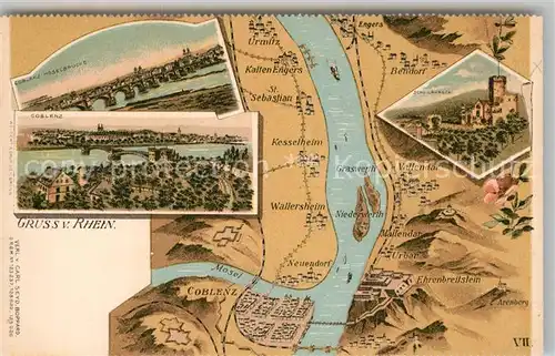 AK / Ansichtskarte Koblenz Rhein Moselbruecke Panoramakarte Kat. Koblenz