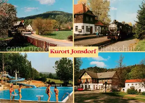 AK / Ansichtskarte Jonsdorf Gebirgsbad Buchberg Schmalspurbahn Hotel Gondelfahrt mit Nonnenfelsen Kat. Kurort Jonsdorf