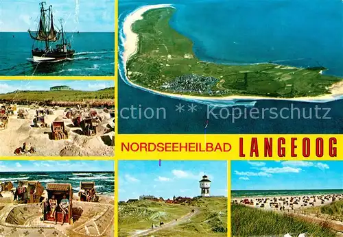 AK / Ansichtskarte Langeoog Nordseebad Fliegeraufnahme Strand Leuchtturm Kat. Langeoog