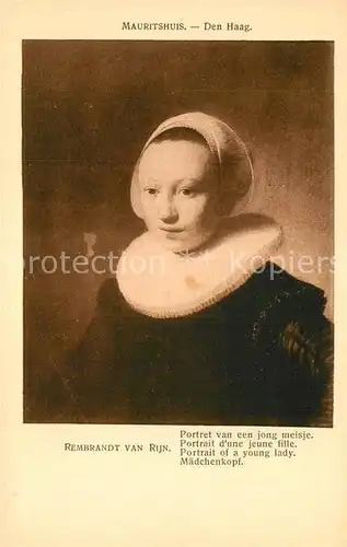 AK / Ansichtskarte Rembrandt Portret van een jong meisje  Kat. Persoenlichkeiten