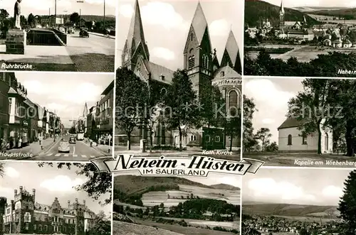AK / Ansichtskarte Neheim Huesten Ruhrbruecke Katholische Kirche Kapelle  Kat. Arnsberg