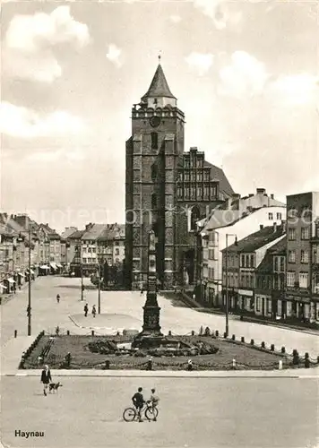 AK / Ansichtskarte Haynau Chojnow Platz Denkmal Ring evangelische Stadtpfarrkirche