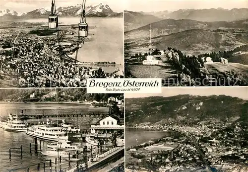 AK / Ansichtskarte Bregenz Vorarlberg Bergbahn Pfaender Berghotel Sender Alpenpanorama Hafen Bodensee Kat. Bregenz