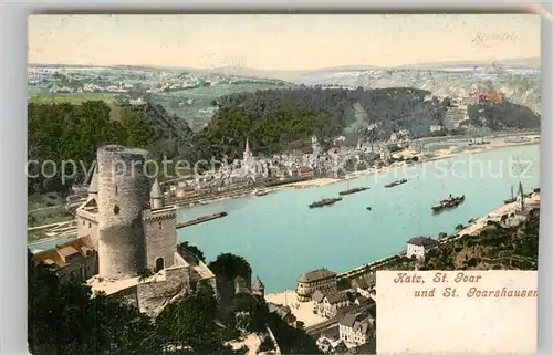 AK / Ansichtskarte St Goar Rhein mit Burg Katz und St Goarshausen Kat. Sankt Goar