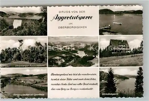 AK / Ansichtskarte Aggertalsperre Jugendherberge Anlegestelle Aussichtsturm Vorstaubecken Kat. Gummersbach