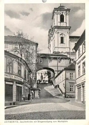 AK / Ansichtskarte Leitmeritz Litomerice Nordboehmen Jesuitenkirche mit Stiegenaufgang zum Marktplatz Kat. Litomerice