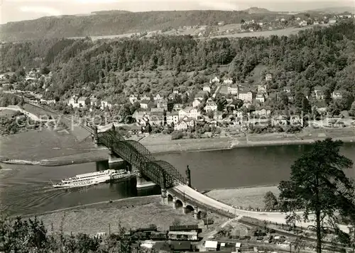 AK / Ansichtskarte Bad Schandau Elbbruecke und Blick nach Rathmannsdorf Kat. Bad Schandau