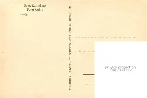 AK / Ansichtskarte Eger Tschechien Kaiserburg Sudetendeutscher Bildkalender