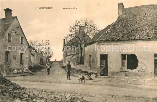 AK / Ansichtskarte Juvincourt et Damary Weststrasse Ruine Kat. Juvincourt et Damary