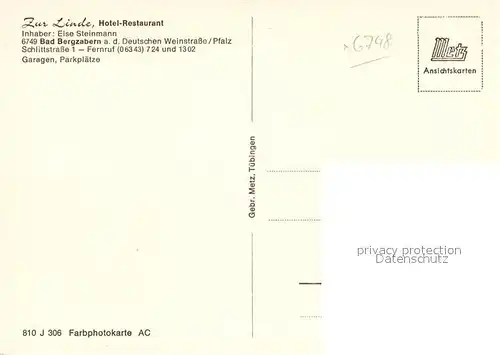 AK / Ansichtskarte Bad Bergzabern Hotel Restaurant Zur Linde Kat. Bad Bergzabern