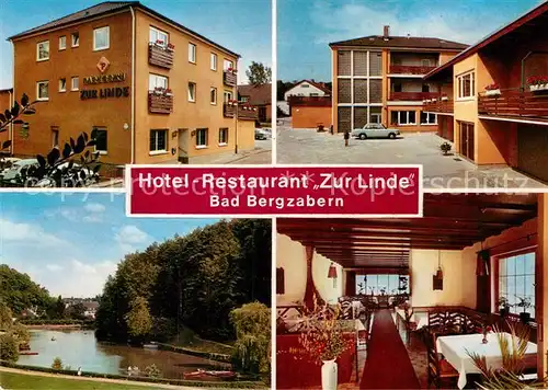 AK / Ansichtskarte Bad Bergzabern Hotel Restaurant Zur Linde Gaststube Weiher Kat. Bad Bergzabern