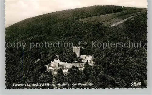 AK / Ansichtskarte Klingenmuenster Burgruine Landeck Fliegeraufnahme Kat. Klingenmuenster