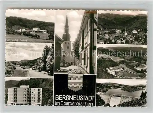 AK / Ansichtskarte Bergneustadt Fliegeraufnahme Feuerwehr Erholungsheim Heimvolkshochschule Evangelische Kirche Kat. Bergneustadt