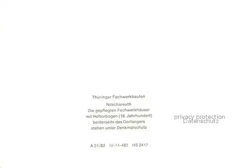 AK / Ansichtskarte Nitschareuth Fachwerkhaeuser mit Hoftorbogen 18. Jhdt. Denkmalschutz Serie Thueringer Fachwerkbauten Kat. Langenwetzendorf