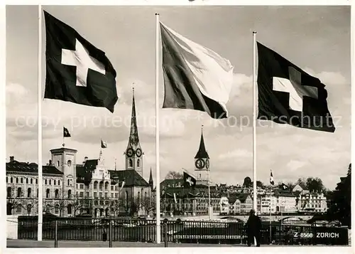 AK / Ansichtskarte Zuerich ZH Schweizer Flaggen Fahnen