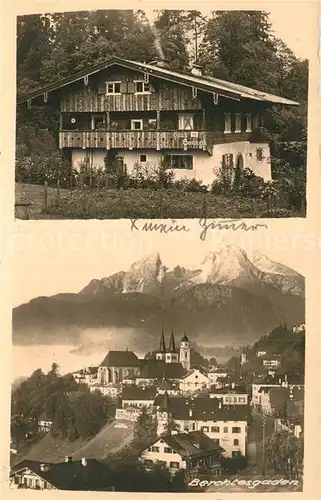 AK / Ansichtskarte Berchtesgaden Haus Sonneck Stadtpanorama mit Alpen Kat. Berchtesgaden