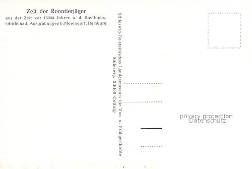 AK / Ansichtskarte Meiendorf Zelt der Renntierjaeger aus der Zeit vor 15000 Jahren Ausstellung Landesmuseum