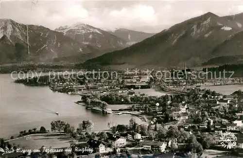 AK / Ansichtskarte Bad Wiessee Panorama Tegernsee mit Ringberg Alpen Fliegeraufnahme Kat. Bad Wiessee