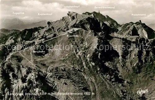 AK / Ansichtskarte Lenggries Brauneck mit Benediktenwand Gebirgspanorama Fliegeraufnahme Kat. Lenggries