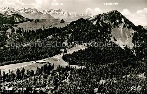 AK / Ansichtskarte Bad Wiessee Aueralm mit Fockenstein Alpenpanorama Fliegeraufnahme Kat. Bad Wiessee