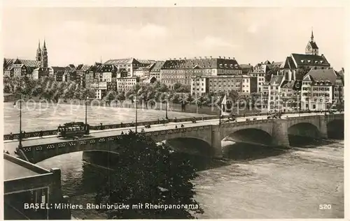 AK / Ansichtskarte Basel BS Mittlere Rheinbruecke mit Rheinpanorama Kat. Basel