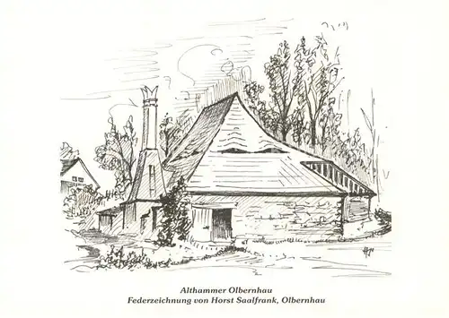 AK / Ansichtskarte Federzeichnung Horst Saalfrank Althammer Olbernhau 