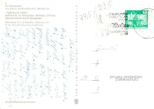 AK / Ansichtskarte Mandoline Querfloete Sofagruppe Johann Joachim Kaendler Meissen Porzellan Kat. Musik