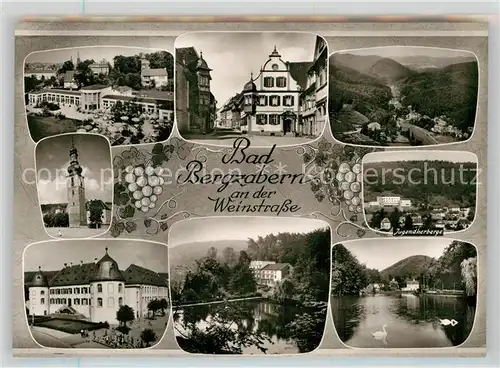 AK / Ansichtskarte Bad Bergzabern Wandelhall Rathaus Panorama Schloss Kuranlagen Schwanenweiher Kat. Bad Bergzabern