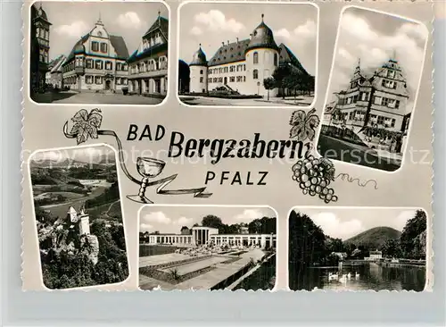 AK / Ansichtskarte Bad Bergzabern Rathaus Schloss Burg Kuranlagen Schwanenteich Kat. Bad Bergzabern