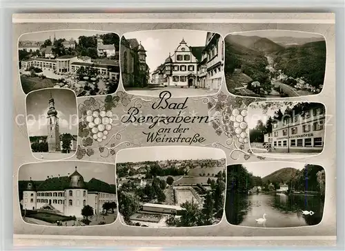 AK / Ansichtskarte Bad Bergzabern Wandelhall Rathaus Panorama Schloss Kuranlagen Schwanenweiher Kat. Bad Bergzabern