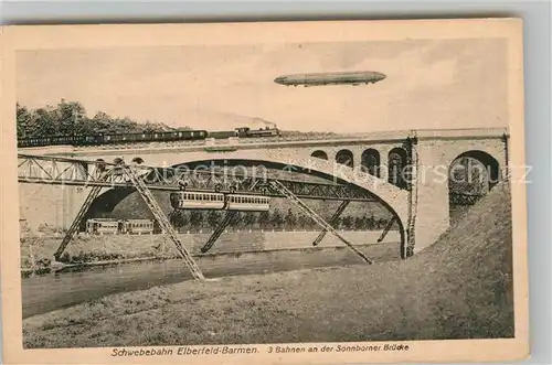 AK / Ansichtskarte Elberfeld Wuppertal Schwebebahn Zeppelin Sonnboerner Bruecke  Kat. Wuppertal