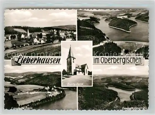 AK / Ansichtskarte Lieberhausen Fliegeraufnahme Aggertalsperre Landschulheim Genkeltalsperre Bunte Kerk Kat. Gummersbach