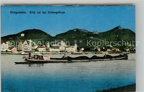 AK / Ansichtskarte Koenigswinter Panorama Siebengebirge Frachtschiff Kat. Koenigswinter